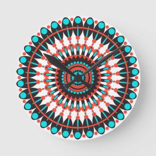 Native American Mandala Rund Klocka