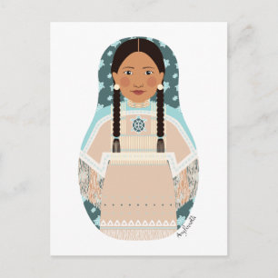 Native American Matryoshka Postcard Vykort