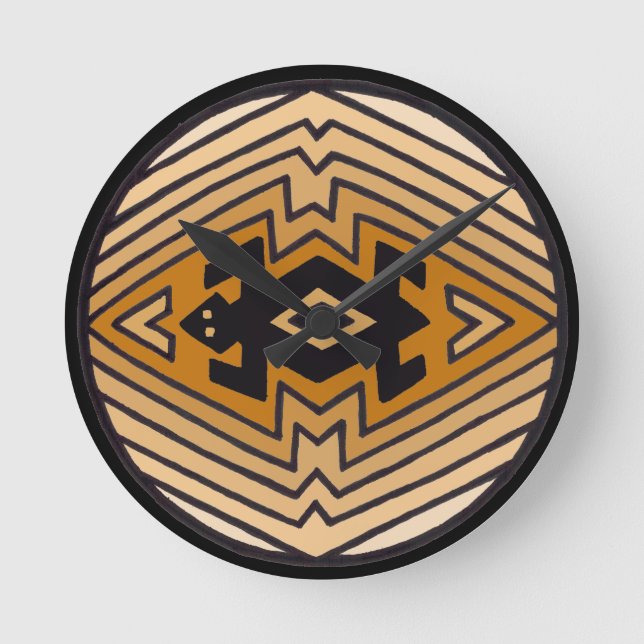 Native American Mimbres Bear Rund Klocka (Framsida)