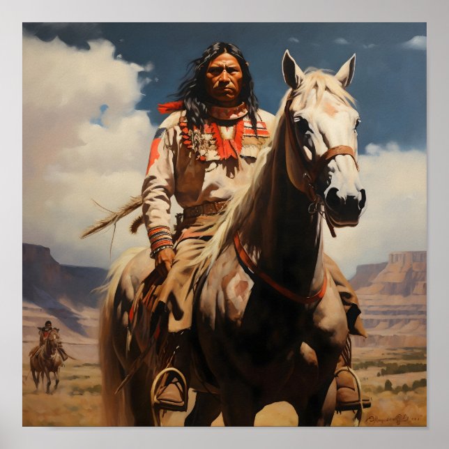 Native American Modig Tittar i Avstånd Poster (Framsidan)