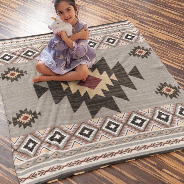Native American Mönster Indian Tribal Geometry Fleecefilt (Skapare uppladdad)