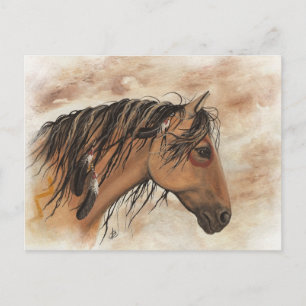 Native American Mustang Horse ArT av BiHrLe Vykort