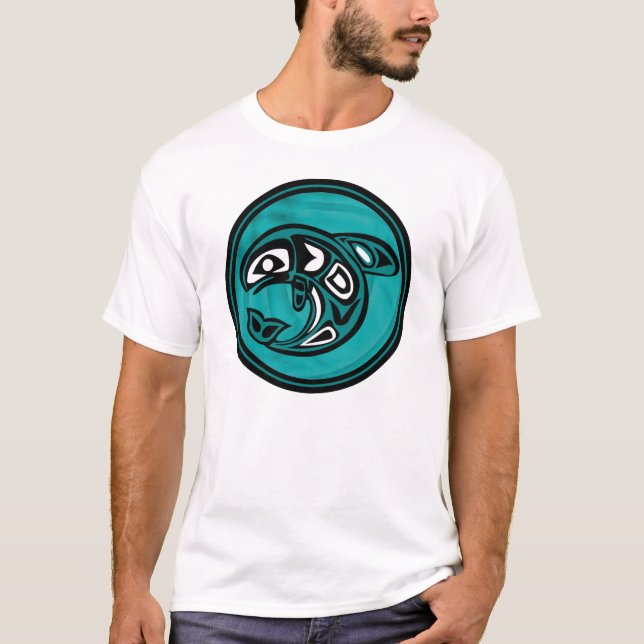 Native American Orca Whale, turkos Tee (Framsida)