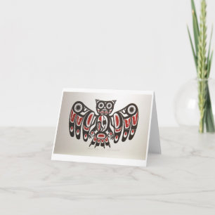 Native American Pacific NW Uggla Design Note Card Kort
