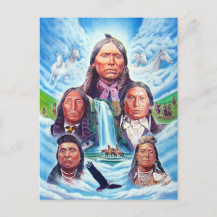 Native American Painting Berömd Indian Chiefs Vykort
