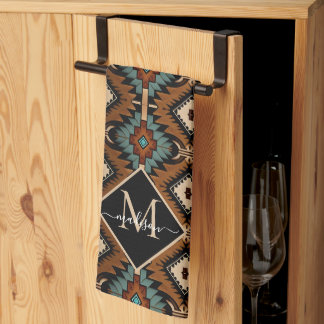 Native American Pattern Indian Culture Boho Style Kökshandduk