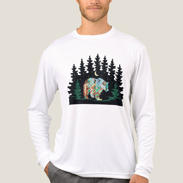 Native American Patterned Bear i Woodlands T Shirt (Framsida)