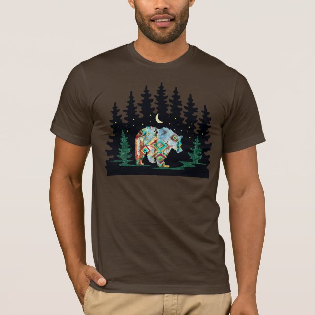 Native American Patterned Bear i Woodlands T Shirt (Framsida)
