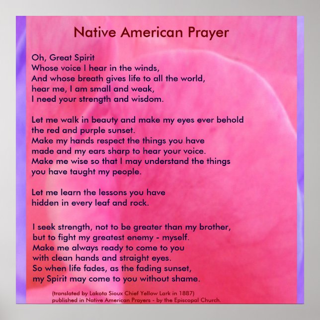 Native American Prayer Poster (Framsidan)