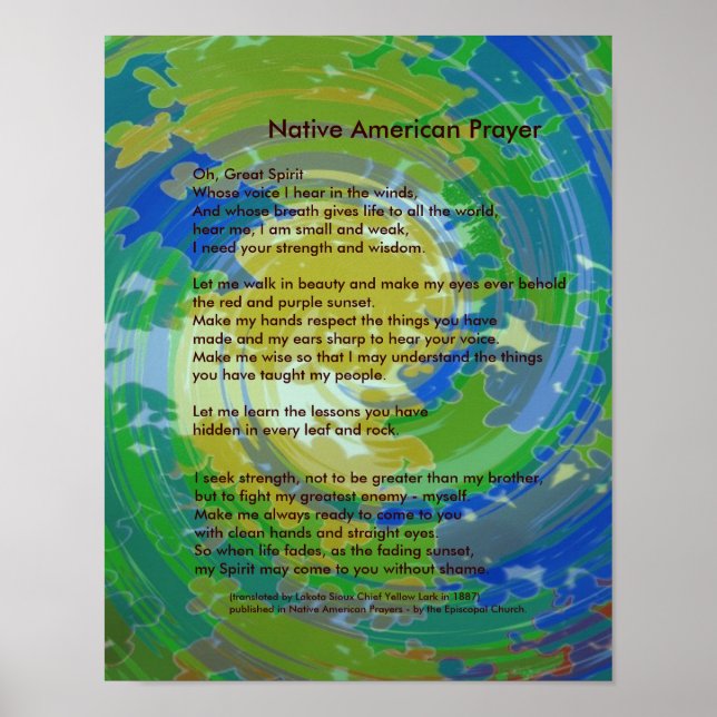Native American Prayer Poster (Framsidan)