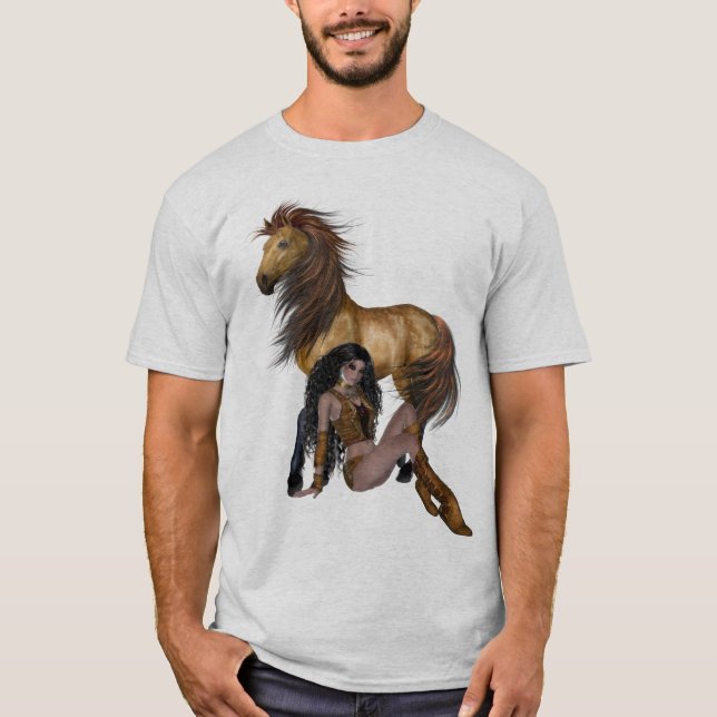 Native American Princess och Horse Shirt T Shirt (Framsida)