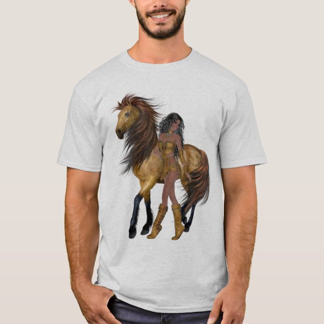 Native American Princess och Horse Shirt Tee (Framsida)