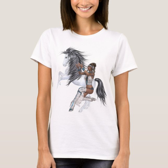 Native American Princess och Stallion Shirt Tee (Framsida)