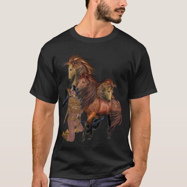 Native American Princess och Stallions Shirt T Shirt (Framsida)