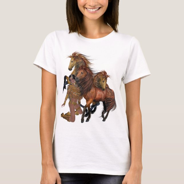 Native American Princess och Stallions Shirt Tee (Framsida)