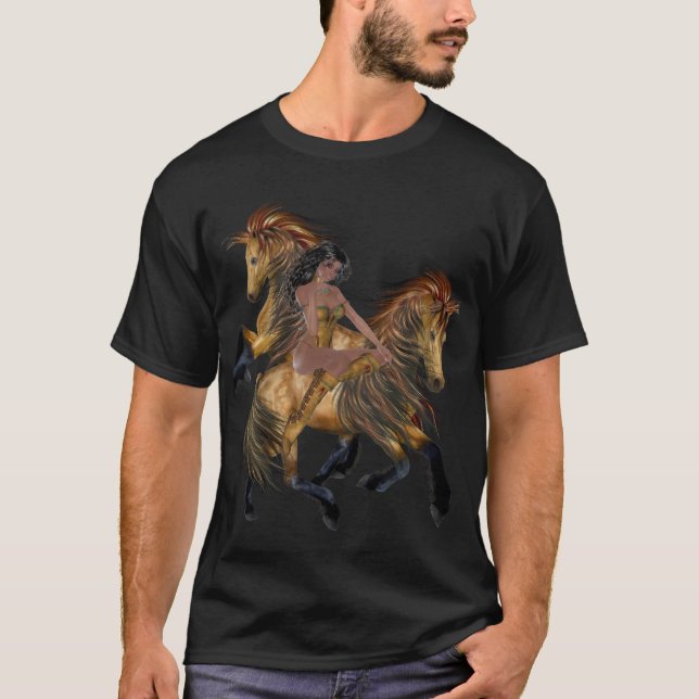 Native American Princess och Stallions Shirt Tee Shirt (Framsida)