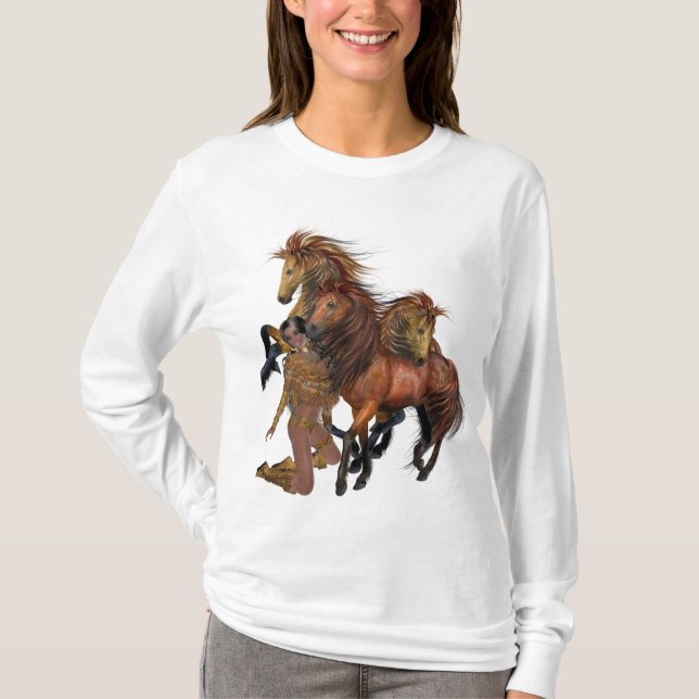 Native American Princess och Stallions Shirt Tröja (Framsida)