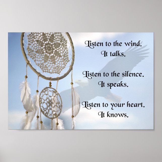 Native American Quote, lyssna på Vinden Poster (Framsidan)