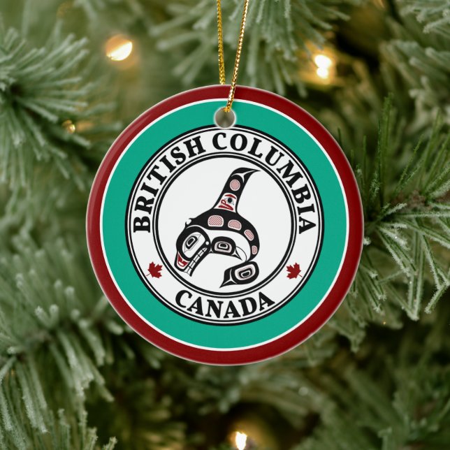 Native American Red Black Art Orca Killer Whale Julgransprydnad Keramik (Träd)