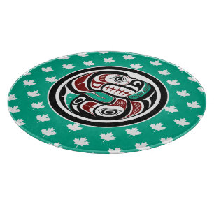 Native American Red Black Art Otter Salmon