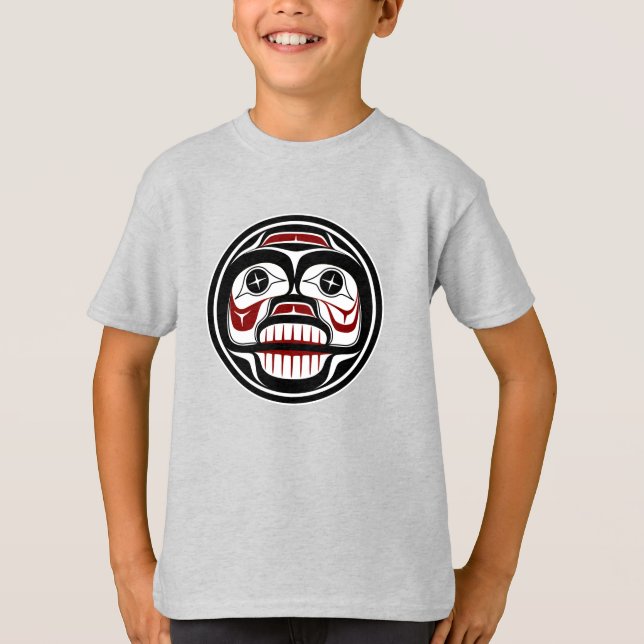 Native American Red Black Art Weeping Skull T Shirt (Framsida)