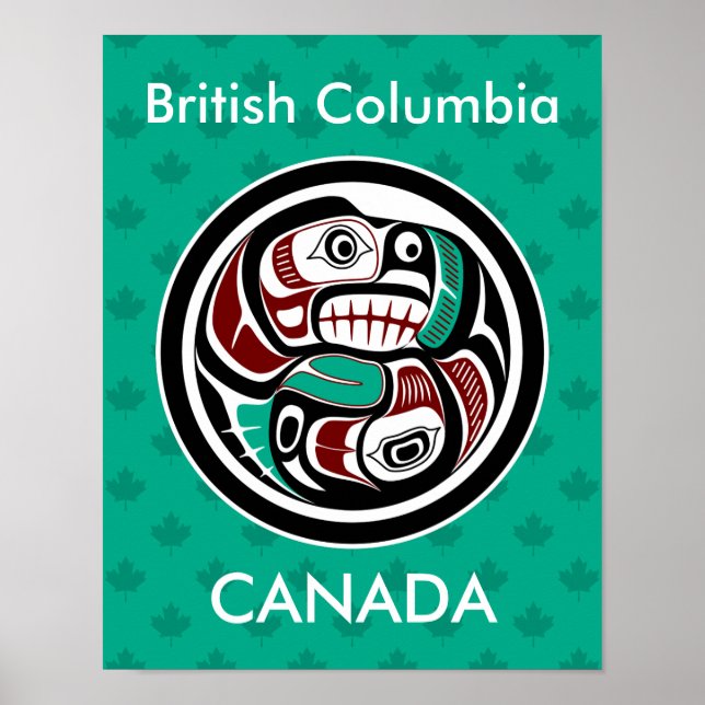 Native American Red Black Graphic Otter Salmon Poster (Framsidan)