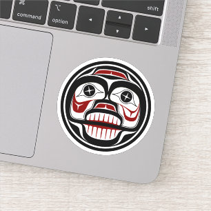 Native American Red Black Graphic Weeping skalle Klistermärken