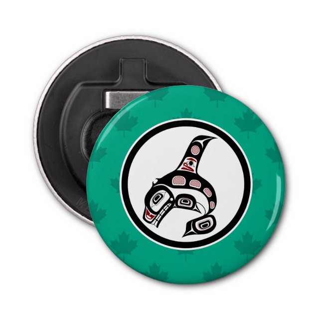 Native American Red Black Haida Art Killer Whale Flasköppnare (Framsidan)