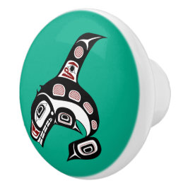Native American Red Black Haida Art Killer Whale Knopp