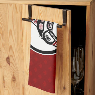 Native American Red Black Haida Art Killer Whale Kökshandduk