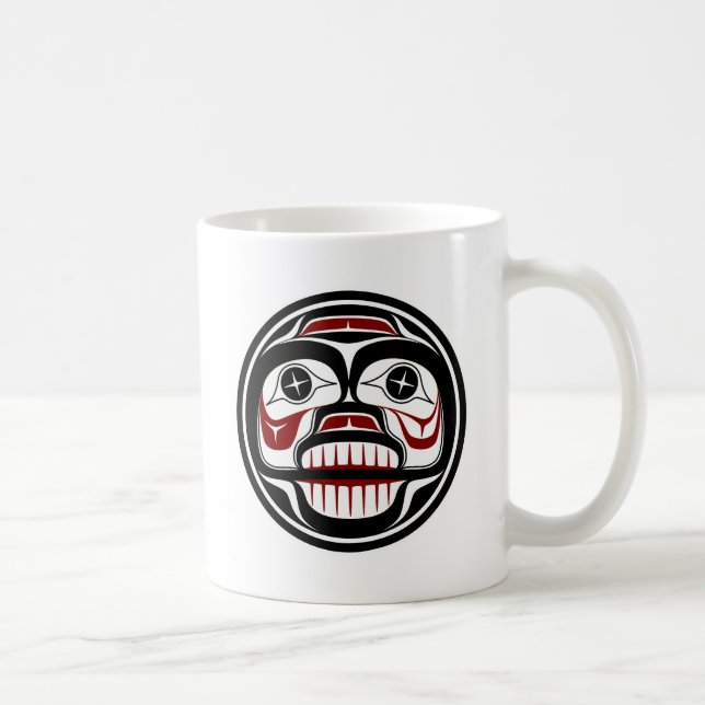 Native American Red Black Haida Art Otter Salmon Kaffemugg (Höger)