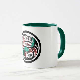 Native American Red Black Haida Art Otter Salmon Mugg