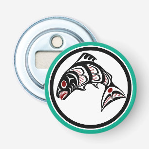 Native American Red Black Haida Art Salmon Flasköppnare