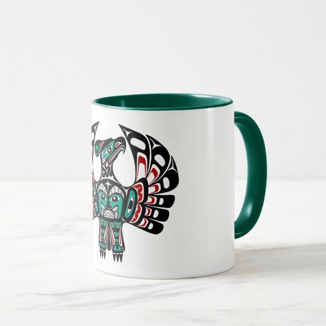 Native American Red Black Haida Art Thunderbird Mugg (Framsida höger)
