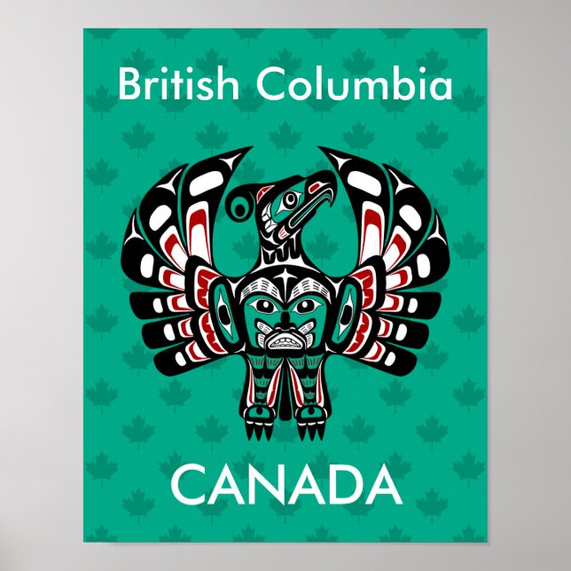 Native American Red Black Haida Art Thunderbird Poster (Framsidan)
