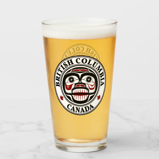 Native American Red Black Haida Art Weeping Skull Glaskopp (Framsida fylld)