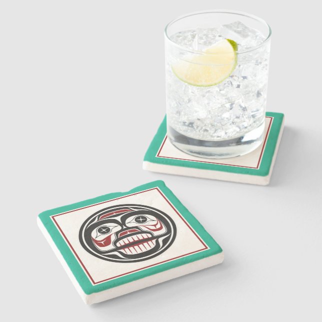 Native American Red Black Haida Art Weeping Skull Stenunderlägg (Sidan)