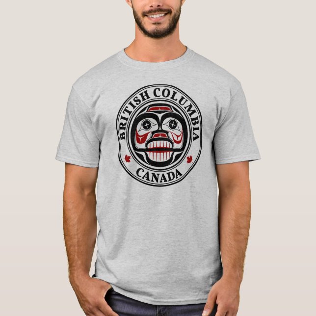 Native American Red Black Haida Art Weeping Skull T Shirt (Framsida)
