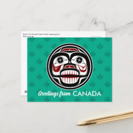 Native American Red Black Haida Art Weeping Skull Vykort