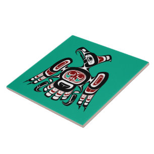 Native American Red Black Kaigani Thunderbird Kakelplatta