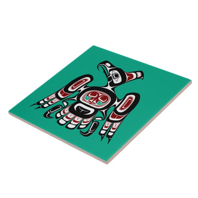 Native American Red Black Kaigani Thunderbird Kakelplatta (Sidan)