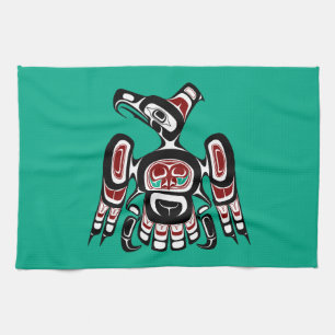 Native American Red Black Kaigani Thunderbird Kökshandduk