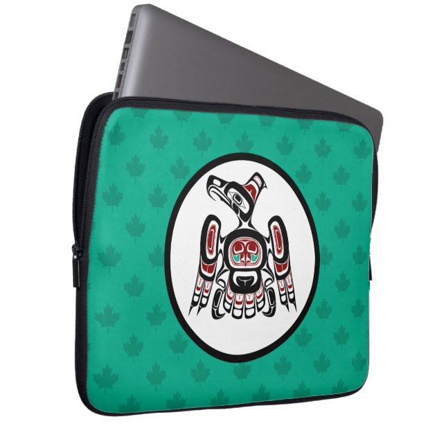 Native American Red Black Kaigani Thunderbird Laptop Fodral (Framsidan Höger)