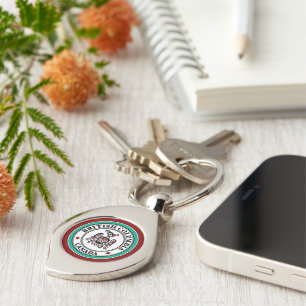 Native American Red Black Kaigani Thunderbird Swirl Silverfärgad Nyckelring