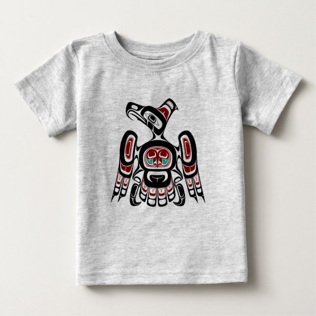 Native American Red Black Kaigani Thunderbird T Shirt (Framsida)