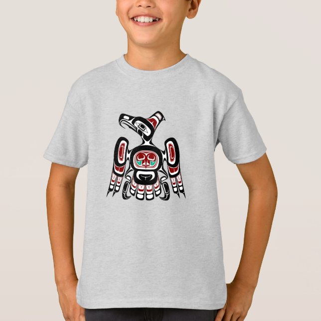 Native American Red Black Kaigani Thunderbird T Shirt (Framsida)