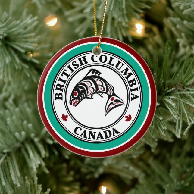 Native American Red Black Salmon Julgransprydnad Keramik (Träd)