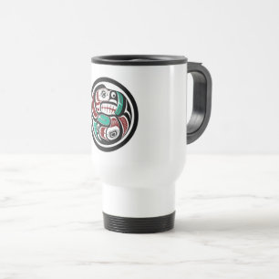 Native American Red Black Vector Art Otter Salmon Resemugg