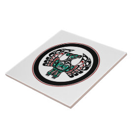 Native American Red Black Vector Art Thunderbird Kakelplatta
