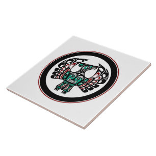 Native American Red Black Vector Art Thunderbird Kakelplatta